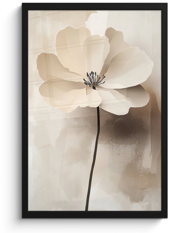 Affiche encadrée - Cadre photo 40x60 cm - Posters - Bloem - Beige - Peinture - Ombre - Cadre affiche noir - Décoration - Décoration murale salon - Décoration murale chambre