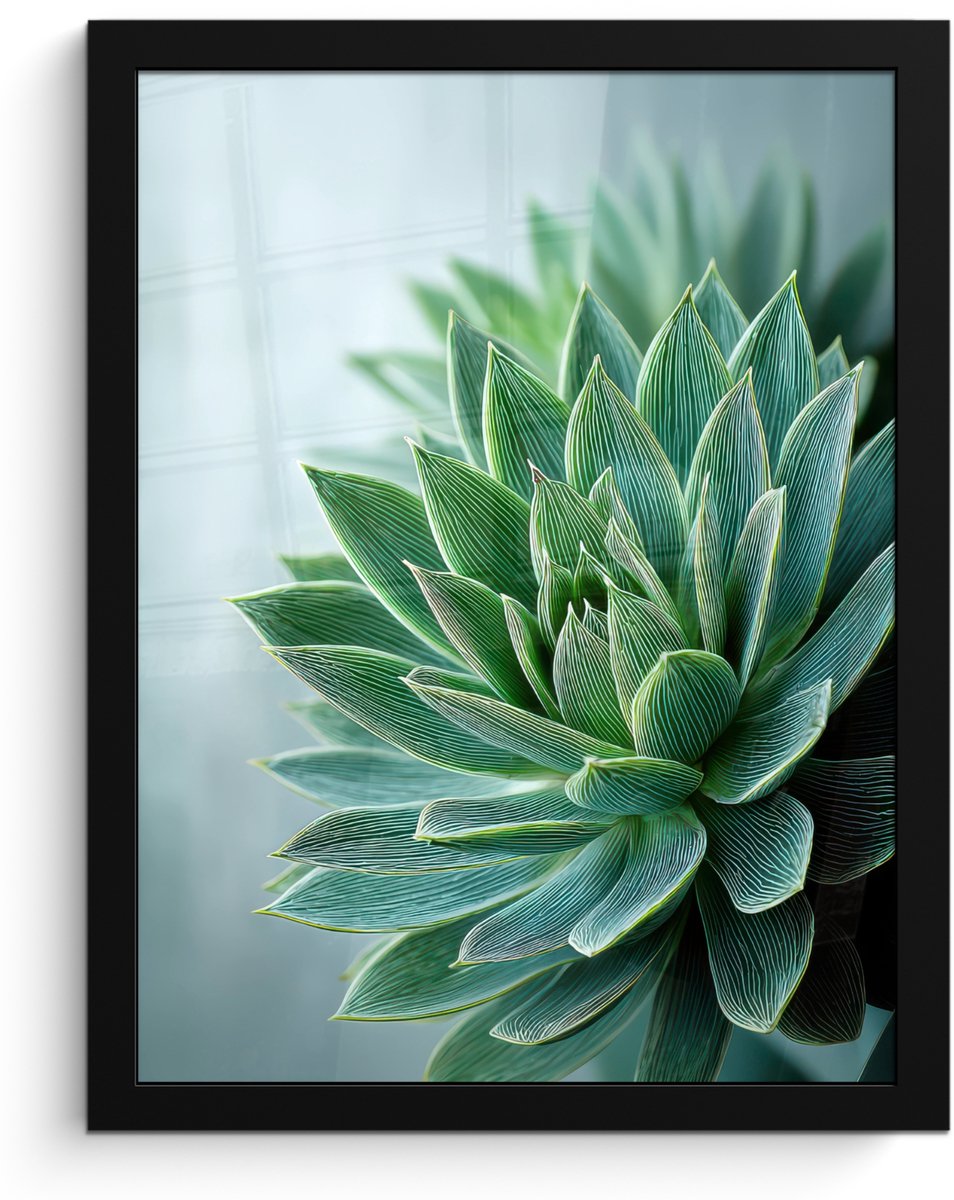 FrameYourWall Poster in lijst - Fotolijst 30x40 cm - Posters - Vetplant - Bladeren - Groen - Wazig - Posterlijst zwart - Decoratie - Wanddecoratie woonkamer - Muurdecoratie slaapkamer