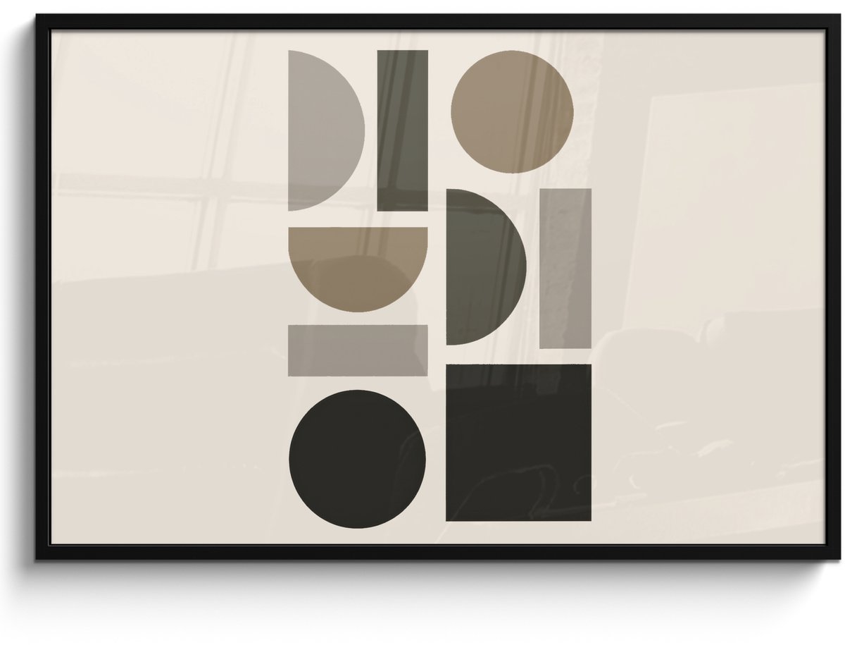 FrameYourWall Poster in lijst - Fotolijst 120x80 cm - Posters - Natuurlijke tinten - Grafisch - Verticale compositie - Posterlijst zwart - Decoratie - Wanddecoratie woonkamer - Muurdecoratie slaapkamer Aardetinte - Grafisch