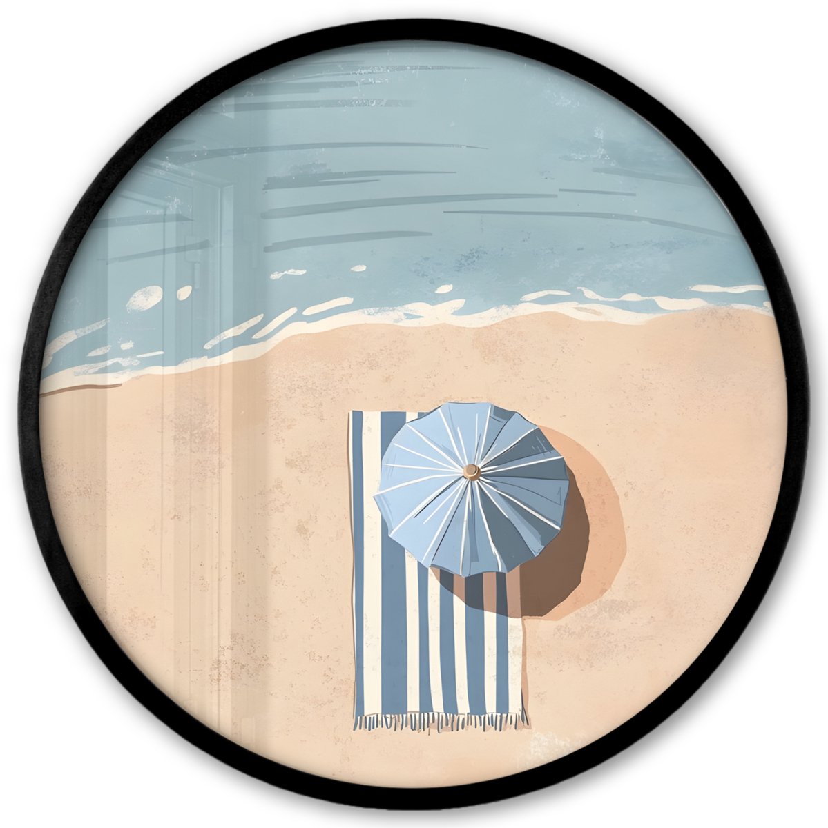 Poster in lijst Rond - Fotolijst 40x40 cm - Posters - Strandlaken - Strepen - Parasol - St