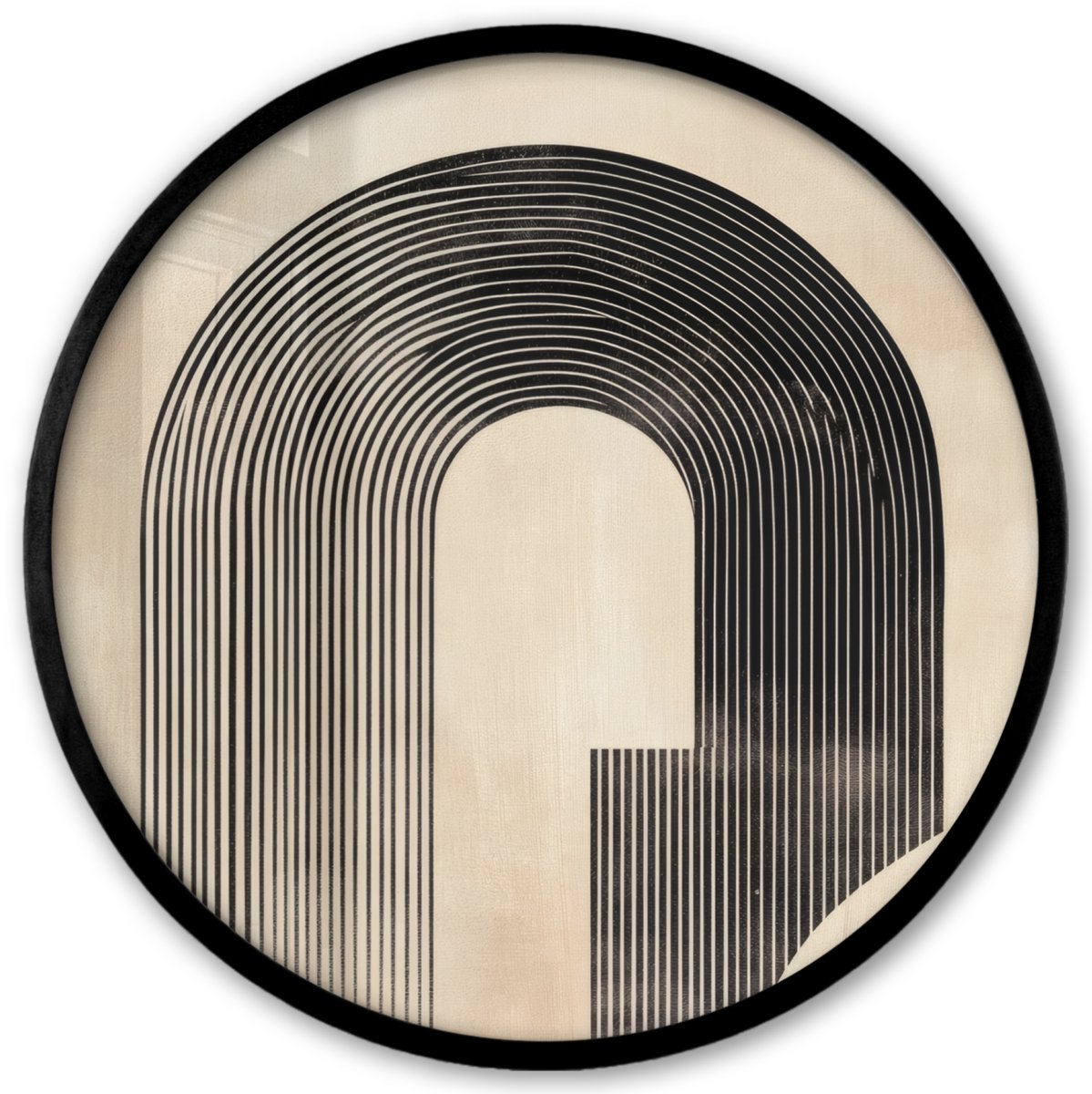 FrameYourWall Poster in lijst Rond - Fotolijst 40x40 cm - Posters - Boog - Strepen - Minimalistisch - Zwart - Ronde posterlijst zwart - Decoratie - Wanddecoratie woonkamer - Muurdecoratie slaapkamer