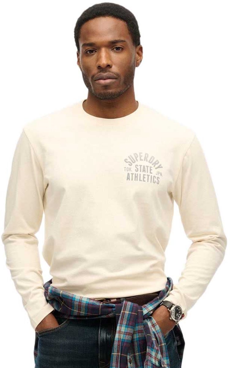Superdry Athletic Essentials Longsleeve Top Heren Tops Wit