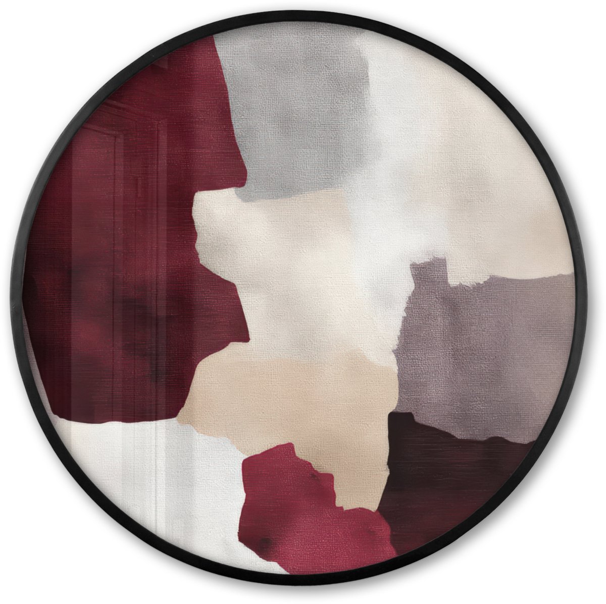 FrameYourWall Poster in lijst Rond - Fotolijst 60x60 cm - Posters - Abstract - Kleurbakken - Rood - Ronde posterlijst zwart - Decoratie - Wanddecoratie woonkamer - Muurdecoratie slaapkamer Abstract - Kleurvlakken