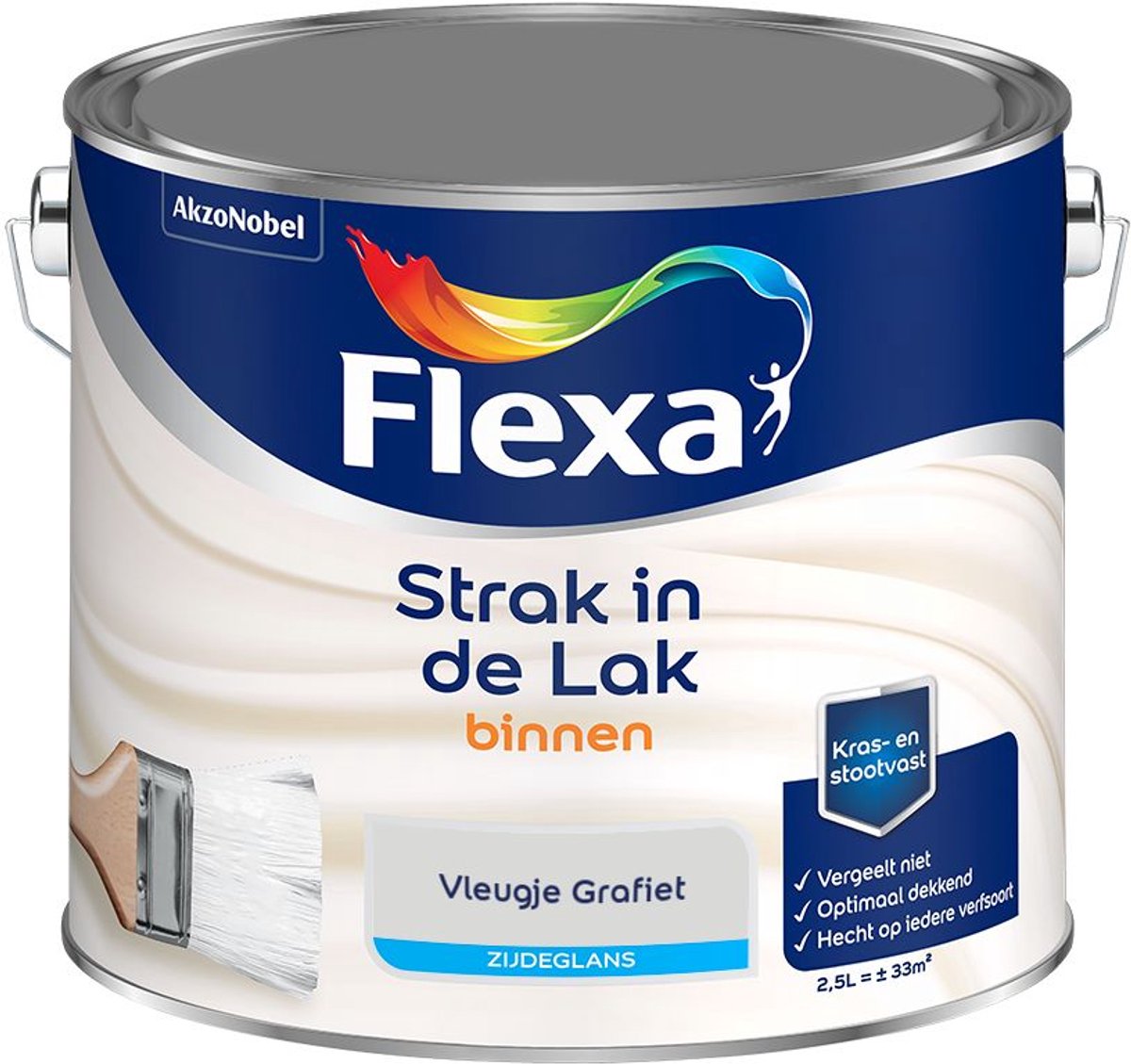 Flexa - Strak in de Lak Binnenlak Zijdeglans - Vleugje Grafiet - Mengverf - 2.5 L