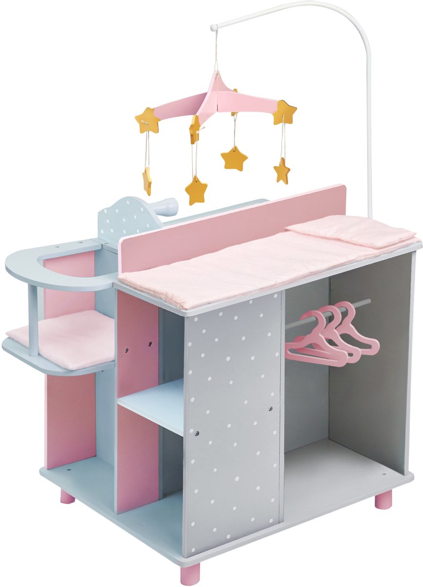 Teamson Kids Veranderen Station Voor Babypoppen - Accessoires Voor Poppen - Roze/Blauw/Grijs