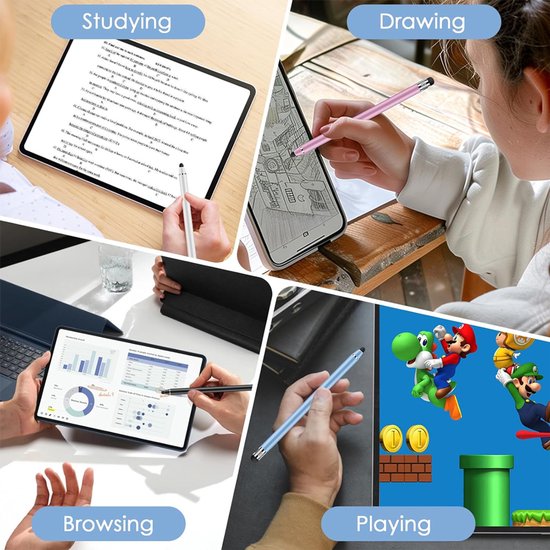 4-pack tabletpen voor alle tablets, 2-in-1 zeer gevoelige rubberen capacitieve stylus mobiele telefoon touchscreen-pen universele touchpen voor iPhone Galaxy Xiaomi smartphone, iPads en alle touchscreens — afbeelding 4