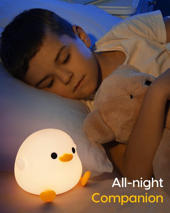 Nachtlicht - sfeerlicht - Cartoon lamp - Oplaadbare bed koplamp - Mood verlichting - Drie versnellingen regeling - bean eend vorm - schattig gastvrij - geschikt voor kinderkamers en kinderkamer - een geweldig cadeau voor kinderen van Merkloos — afbeelding 5