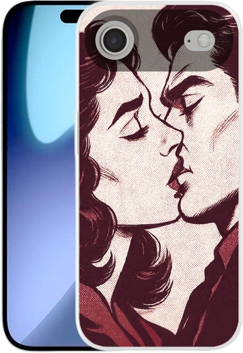 Telefoonhoesje Geschikt voor iPhone Air hoesje - Kussen - Personen - Retro - Bordeaux - Siliconen Telefoonhoesje Telefoonhoesje