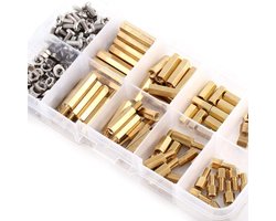 Hex Spacer Schroef Moer Assortiment Set, 200 stuks M3 Messing Standoffs PCB Hex Mannelijke Vrouwelijke Schroefmoer met Doosje - Voor Elektronica Projecten