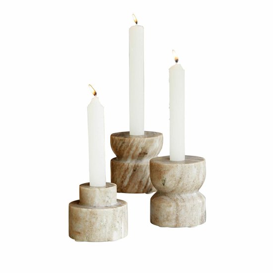 LOBERON Ensemble de 3 bougeoirs Ulxeno beige