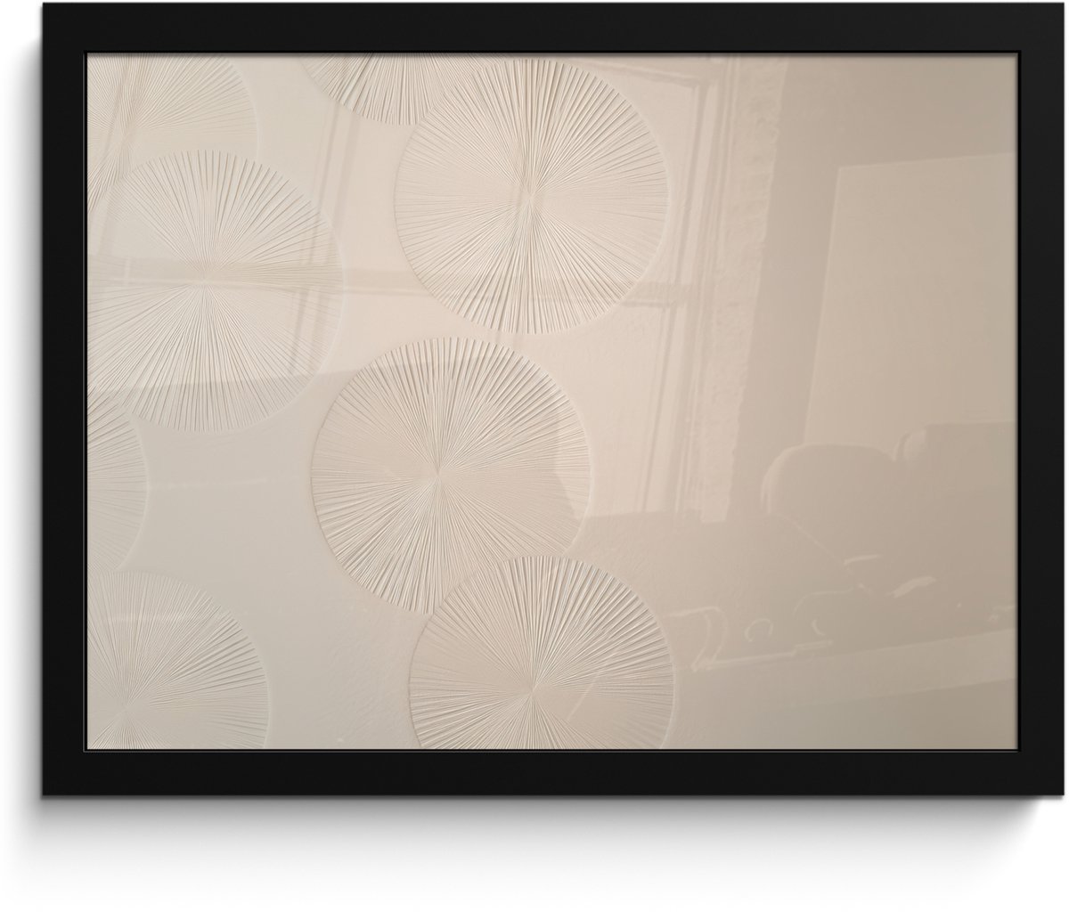 FrameYourWall Poster in lijst - Fotolijst 40x30 cm - Posters - Japandi - Beige - Modern - Posterlijst zwart - Decoratie - Wanddecoratie woonkamer - Muurdecoratie slaapkamer Japandi - Cirkels