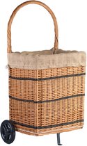 The Wicker Stories – Rieten haardmand op metalen frame met handvat, versterkte bodem en jute voering – Op wielen – Handgemaakt in Europa – Ideaal voor haardhout en boodschappen.