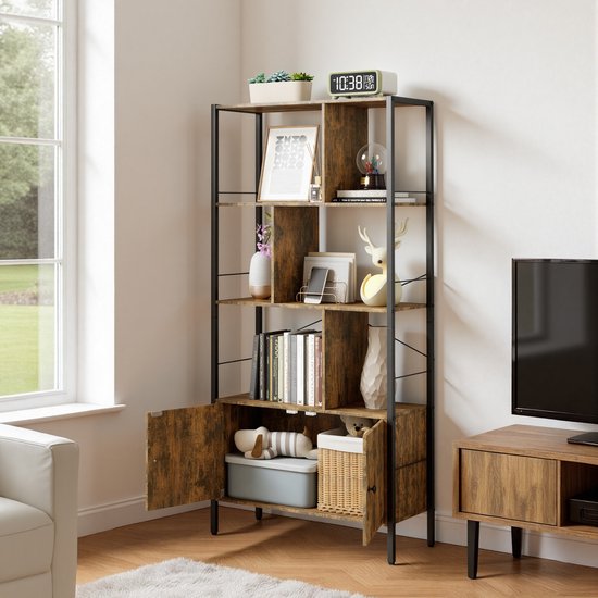 Bealife FS28 Boekenkast - Open Kast - Vitrinekast - Opslagruimte - Geschikt voor Slaapkamer, Woonkamer, Kantoor - 74 x 30 x 150 cm - Bruin