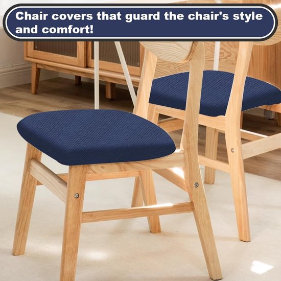 RFWR® 2 Stuks Stoelbekleding voor Bureaustoel en Eetkamerstoel - Beschermende Hoes in Blauw — afbeelding 3