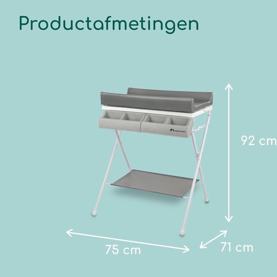 RFWR® Compacte 2-in-1 Baby Bad & Verschoontafel voor 0-12 Maanden - Inklapbaar en Praktisch Met Opbergvakken — afbeelding 5