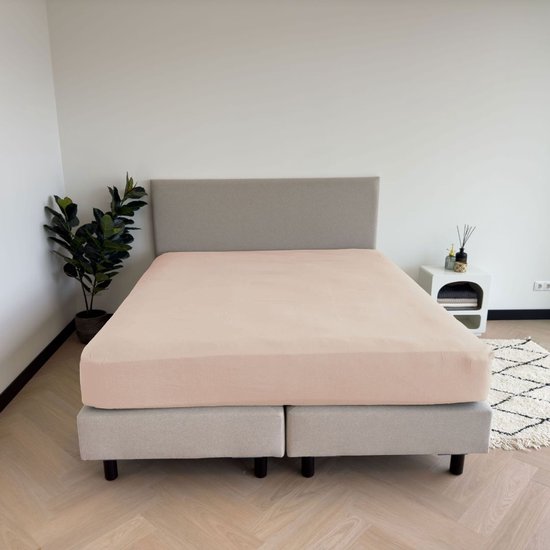 Drap-housse Kayori Emma en satin de coton - 160 x 200-210 cm - Épaisseur du matelas 35 cm - Élastique tout autour - Katoen bio - Vieux rose