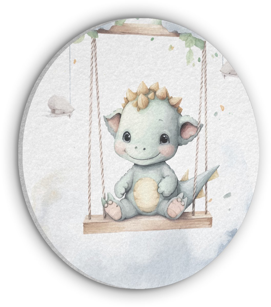 Akoestisch wandpaneel rond 70x70 cm - Vilt schilderij Draak - Baby dier - Kinderen - Ronde akoestische panelen - Geluidsdempende wanddecoratie - Geluidsisolatie wandcirkel - Muurdecoratie geluidspanelen