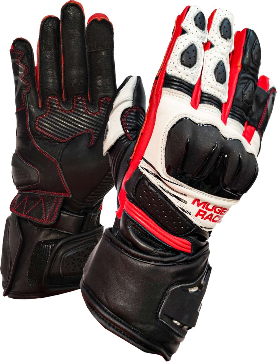 MUGENRACE Linea Sport Zwart Witte Rode Handschoenen - Handschoen