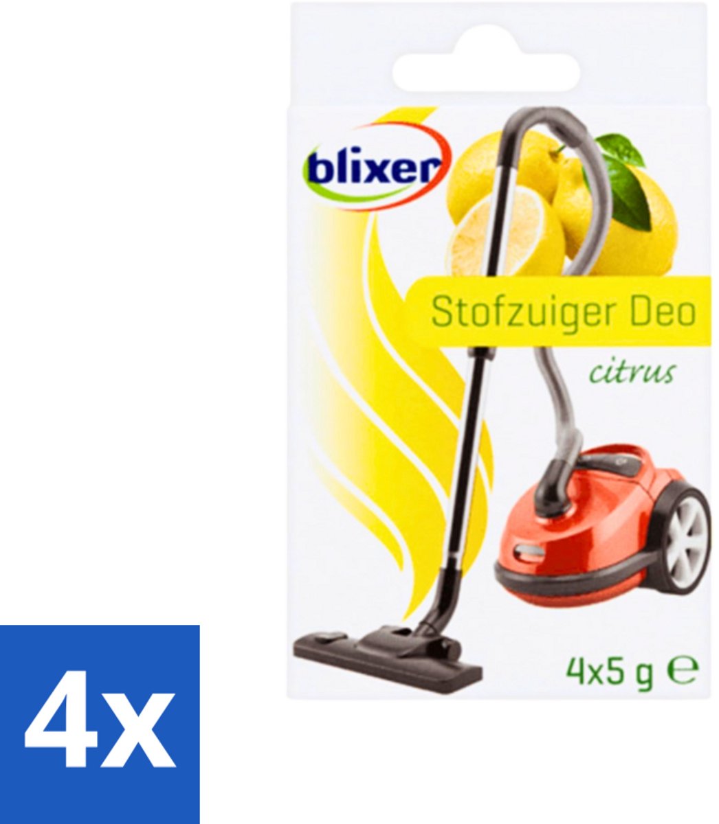 4 x Blixer - Beckmann - Stofzuiger Deodorant - Citrus - 4 Geurverspreiders - Stofzuiger Geur - Citrus Geur - Huis Geur - Frisse Geur - Stofzuiger Deo