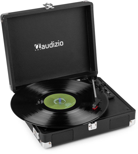 Platenspeler met speakers - Audizio RP111BK - Retro platenspeler - LP speler - Model 2025 - Zwart