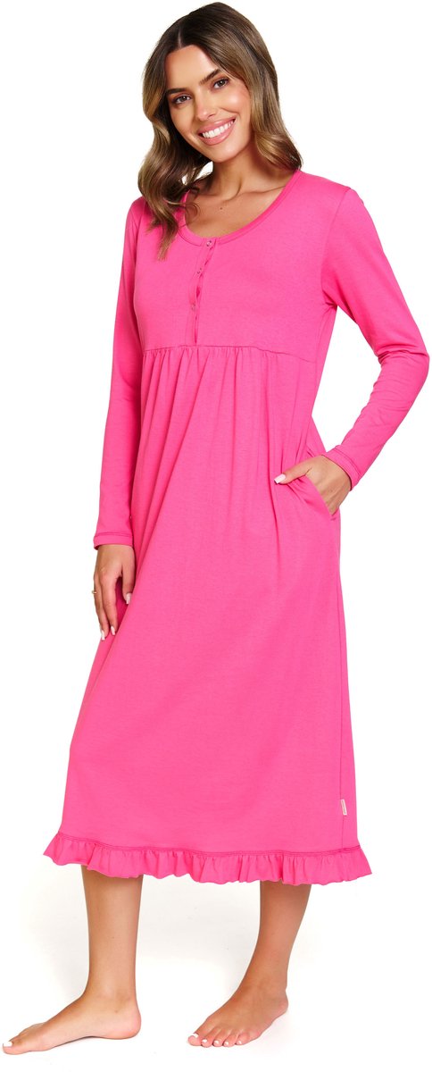 Doctor Nap Katoenen Nachthemd Borstvoeding Zwangerschap Peony TM.7318 36 / Roze