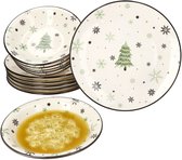 12-delig kerstboom servies in steengoed voor 6 personen