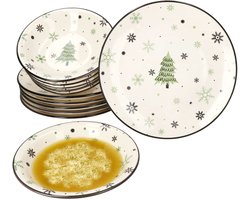 12-delig kerstboom servies in steengoed voor 6 personen