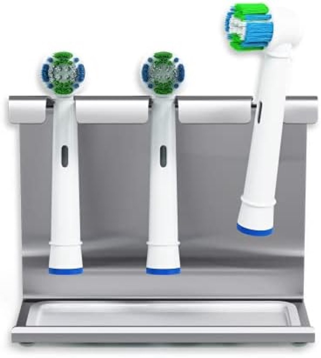 PromoHome Roestvrijstalen Tandenborstelhouder met Opvangbak voor 3 Borstels - Universeel Geschikt voor Oral-B, Philips Sonicare en Andere Elektrische Tandenborstels - Wandmontage of Vrijstaand - Zilver — afbeelding 4