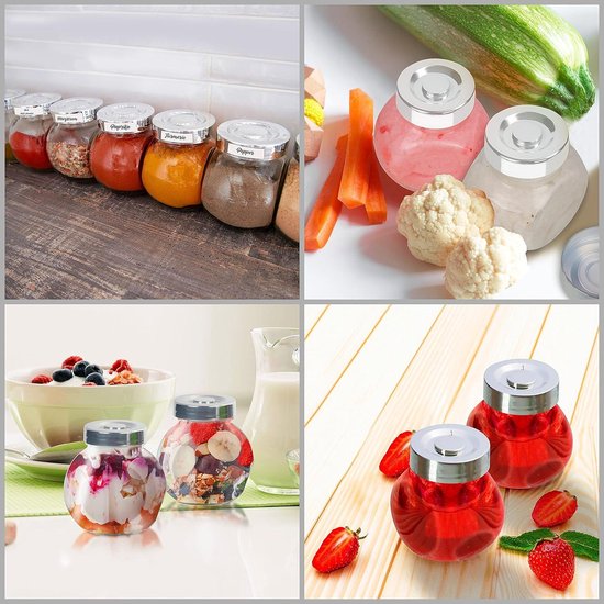 Belle Vous Rond Helder Glazen Opslag Potten met Deksels (24 Pak) – 50 ml Jampotten Set – Mason Potten Voor Kruiden, Specerijen, Babyvoeding, Yoghurt, Gelei en Honing – Geschenken Voor Bruiloft