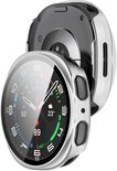 Zilverkleurig hard case hoesje met screenprotector voor Samsung Galaxy Watch 8 40mm, van achteren gezien.