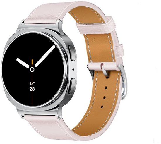 Leren bandje Galaxy Watch 8 roze, soepel leer, gespsluiting, 40mm/44mm/Classic, eenvoudig verwisselbaar