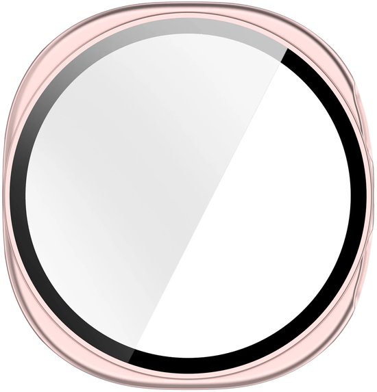 Roze smartwatch hoesje met screenprotector, display reflecteert