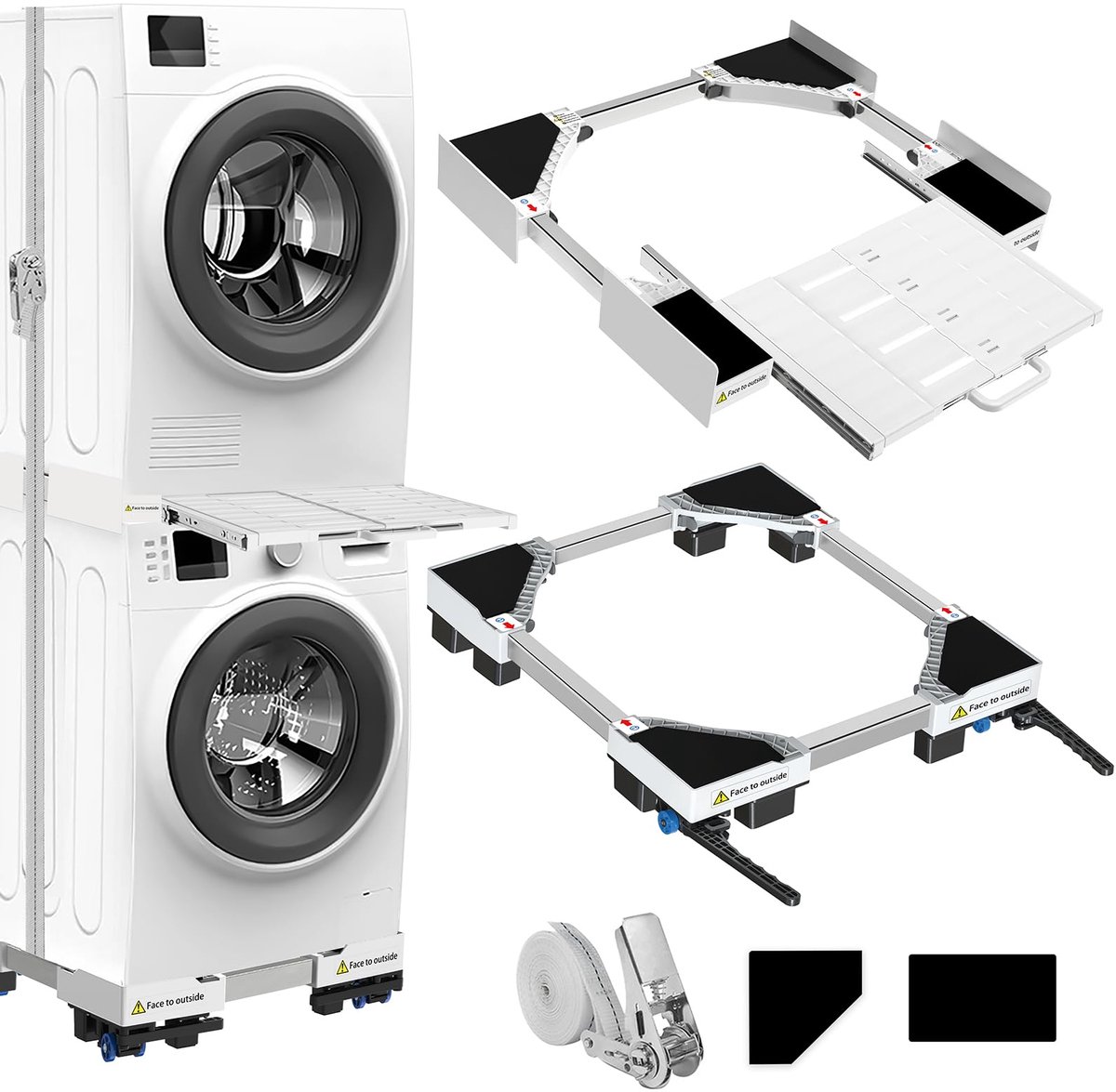 Azomor® Ruimtebesparende verstelbare stapelset voor was- en droogmachines