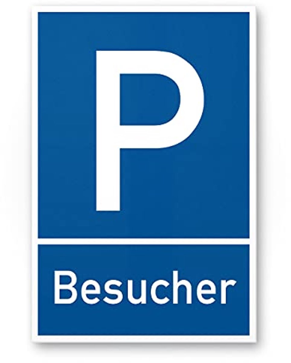 Parkeerplaats bezoekersbord - Kunststof bord (blauw, 20 x 30 cm) voor gereserveerde parkeerplaatsen