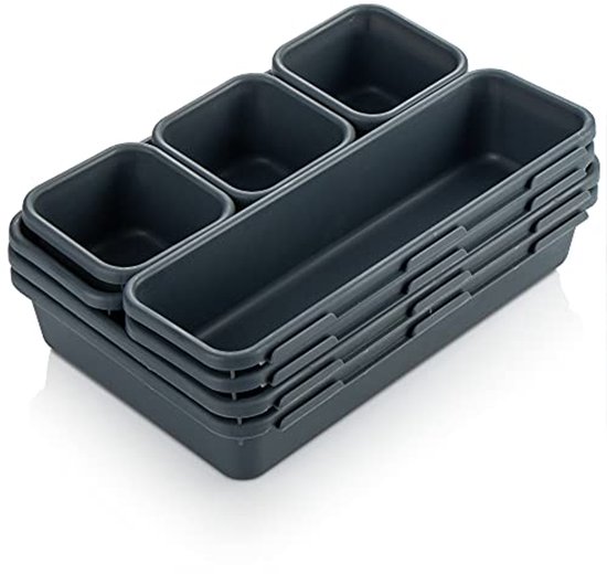Schramm® 6-delige set van opbergdozen gemaakt van bamboe verschillende maten Organizer Set Lade Organizer System