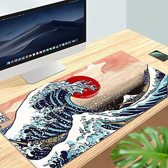 Grote Gaming Muismat met Aquarel Design - 80 x 40 cm - Stik rand en Antislip Onderzijde — afbeelding 3