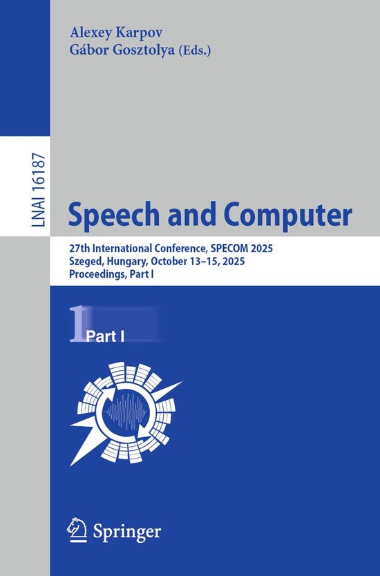 Springer Nature Proceedings Computer Science 1 - Speech and  ... - cover