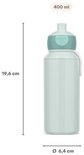 Gourde Mepal vert menthe, 400 ml, 19,6 cm de haut, 6,4 cm de diamètre.