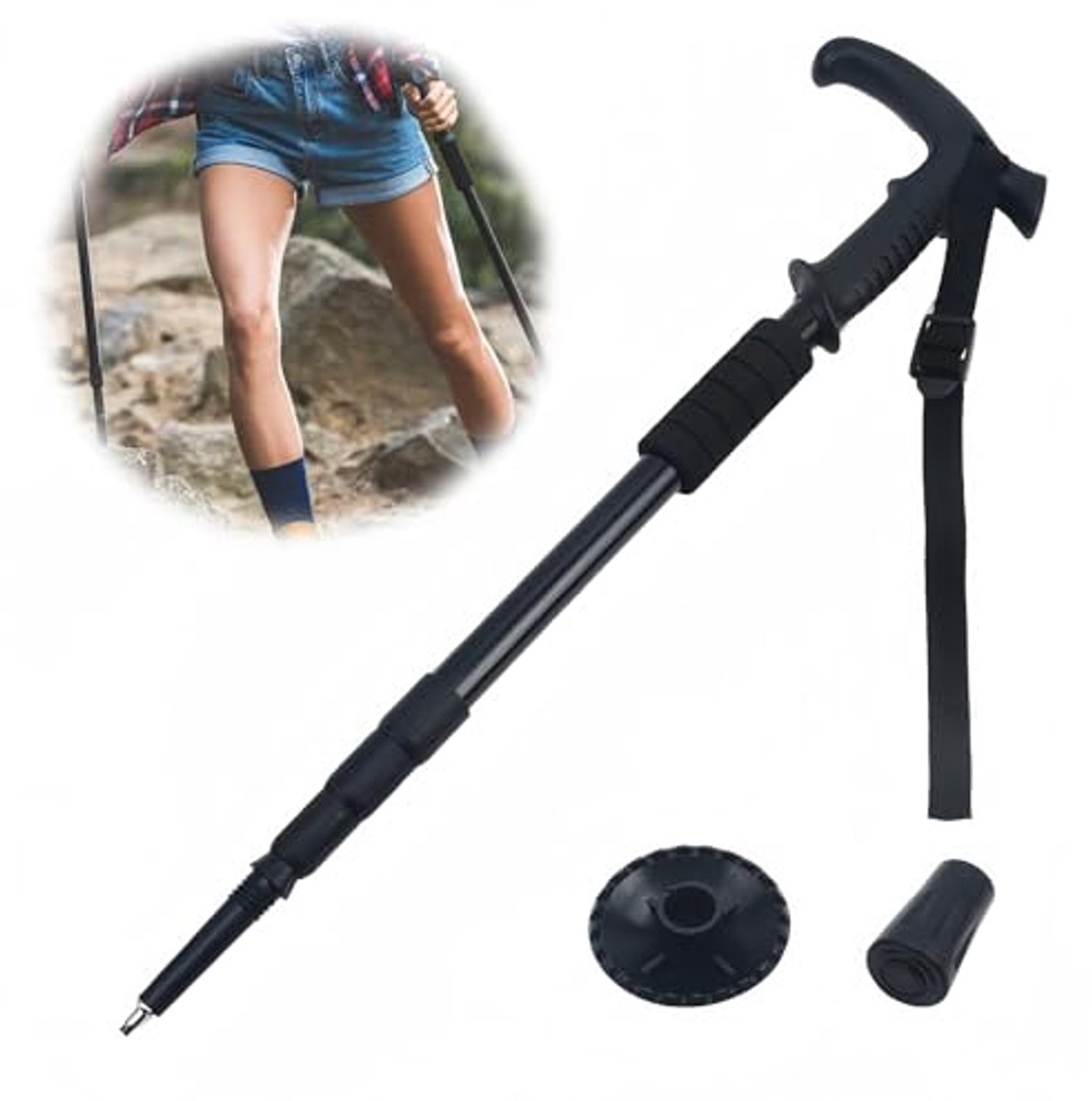 Telescopische opvouwbare wandelstok voor outdoor-reizen en bergwandelen