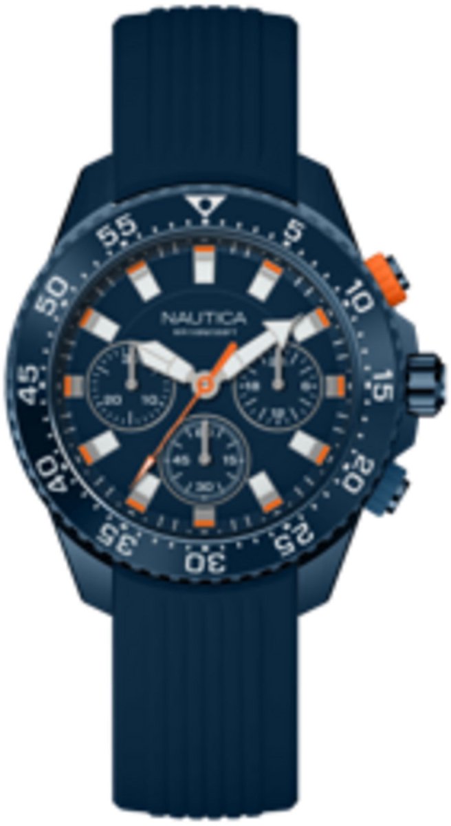 Nautica Nautica One Quartz Analoog Horloge Blauw Material 100% Roestvrij Staal 100% Siliconaarmband 48 mm NAPNOF501