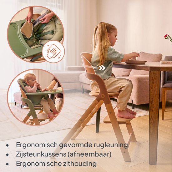 Lionelo Megan - Houten Kinderstoel / Eetstoel Baby - Meegroeistoel 3in1: van 6 mnd tot 110 kg - Verstelbare: Zitting Voetsteun & Tafel - 5-puntsgordel - Dienblad met siliconen inzet - Wasbaar Kussen - Antislipvoetjes - Baby Stoel van Merkloos — afbeelding 3