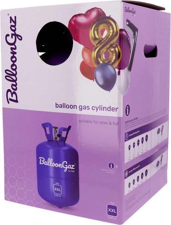 BalloonGaz - Helium Tank XXL (max. 85 ballonnen) - heliumtank voor ballonnen - helium - heliumpomp voor ballonnen - gastank ballonnen - heliumtanks - heliumballonnen verjaardag