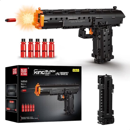 Mould King - 14004S Desert Eagle Handwapen bouwset | WW2 Army 1:1 constructie modelbouw | Educatief militair & leger speelgoed bouwpakketten voor kinderen & volwassenen | Incl. projectielen | 563 bouwstenen