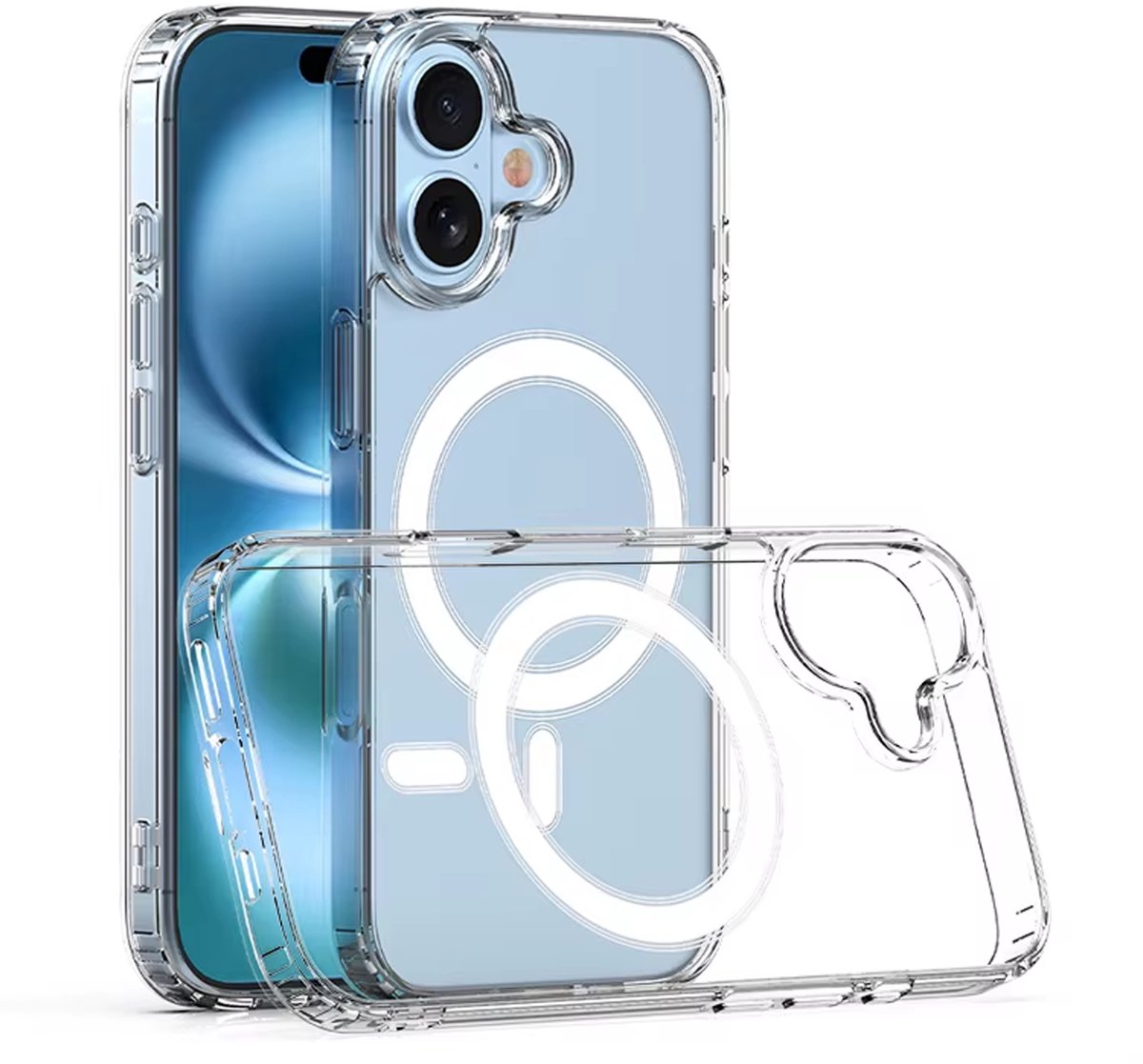 VOWLUX iPhone 16 Hoesje – MagSafe Compatibel – Transparant – Shock-proof & Valbestendig