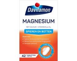 Davitamon Davitamon Magnesium Tabletten – magnesium met Calcium en Vitamine D - Voor spieren en botten - Voedingssupplement - 42 magnesium tabletten