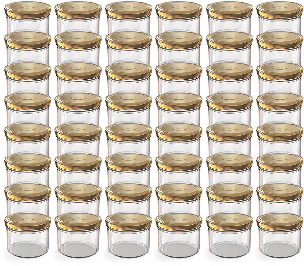 Oputec 48x 230ml inmaakpotten / voorraadpotten TO Ø 82 mm– glazen jampotten – metalen schroefdeksel goud – conservenpotten