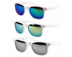 Festival Zonnebrillen - 3 stuks - Wit Frame - Spiegel Glazen