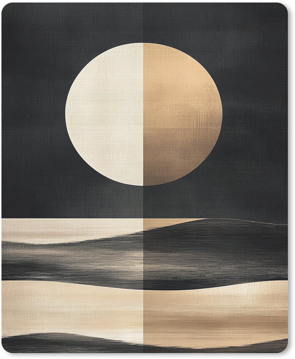Muismat 19x23 cm - Mousepad Maan - Cirkel - Goud - Muismatten