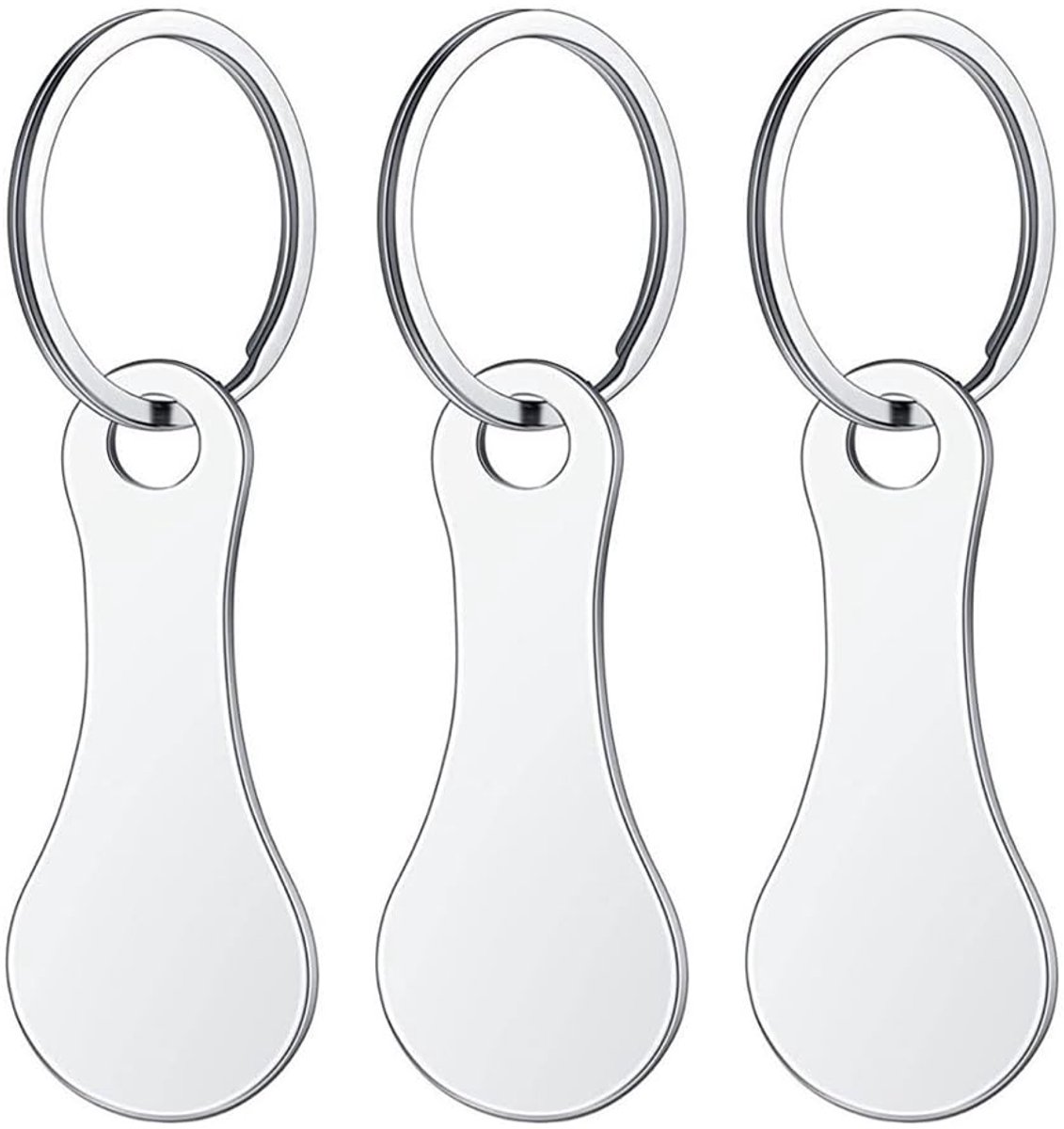 Winkelwagenmunten - Sleutelhanger - Set van 3 - Roestvrij staal
