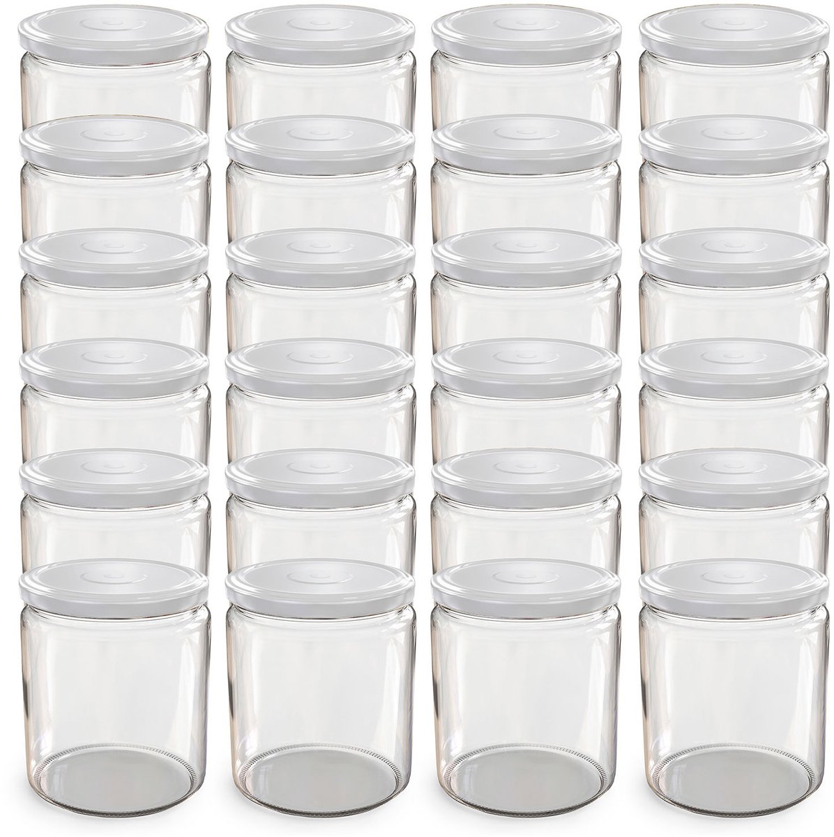 Oputec 24x 405ml inmaakpotten / voorraadpotten TO Ø 82 mm – glazen jampotten – metalen schroefdeksel wit – conservenpotten